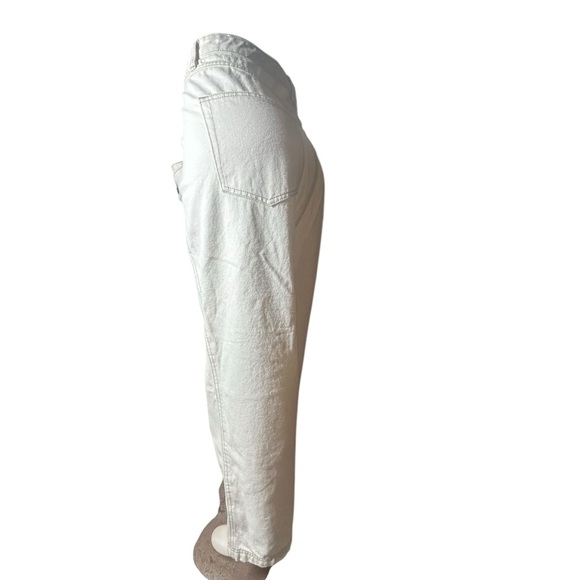 FUTURE COLLECTIVE Women’s Off White Denim Jean with Cross over Button Waist - Picture 6 of 9